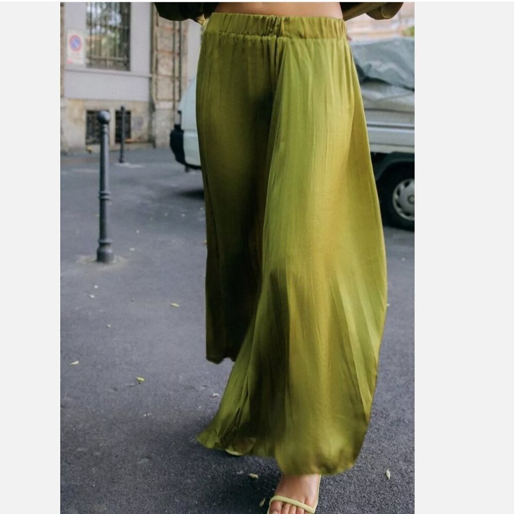 ZARA WRINKLED SATIN EFFECT MIDI SKIRT Sizes M, L NEW WITH TAG! - Picture 6 of 6